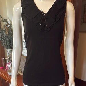 NWT chaps size small Black Ruffled Women's Top